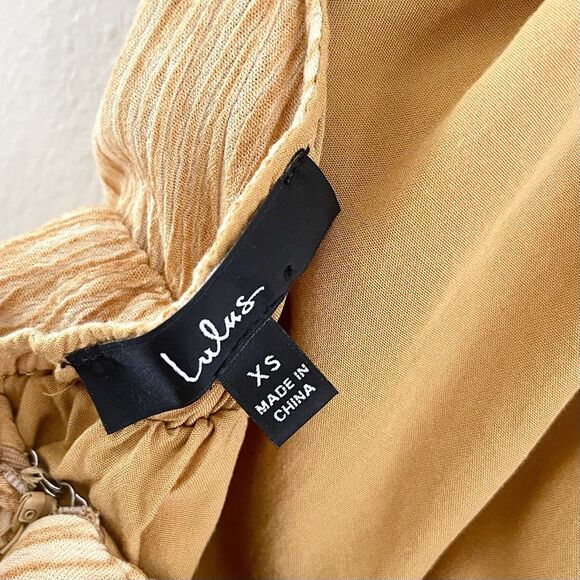 Lulus Ruffled Halter Dress Size XS Mini Downright Darling Mustard Yellow - Picture 11 of 12